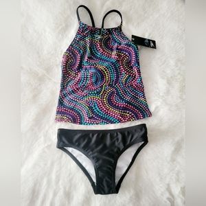 🎏SPEEDO GIRLS SWIMSUIT TWO PIECE TANKINI THIN STRAP SIZE M